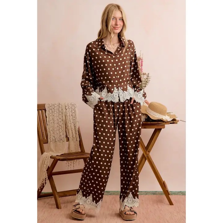 Polka Dot Lace-Trim Set
