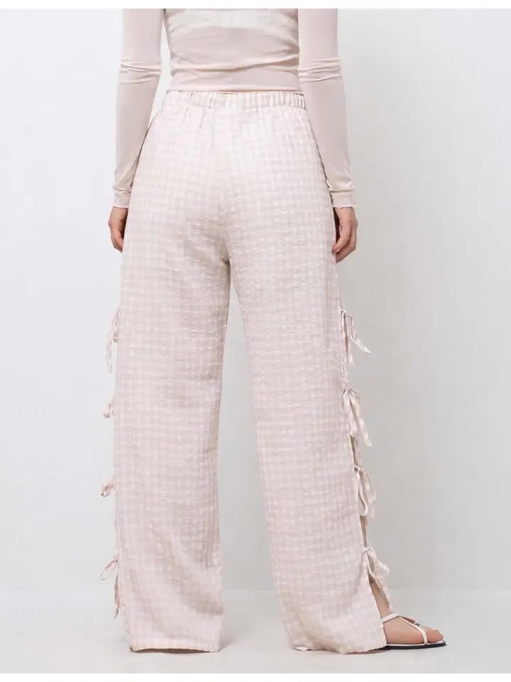 Bow Side Wide-Leg Pants